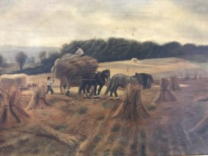 Original Victorian Oil Painting ‘Harvest Time’ By Artist Alice Wilkie Original Oil On Canvas Painting In Gilt Wood Frame Dated 1913 A Northern Artist Specialist In Farming Country Landscapes Well Known In Liverpool For Her Delightful Country Scenes Rich Colours, Fine Detail And Charm Collected By Land Owners And Farmers This Is A Well Known And Respected Painting Dimensions In Inches Height 18 3/4” Width 24 3/4”