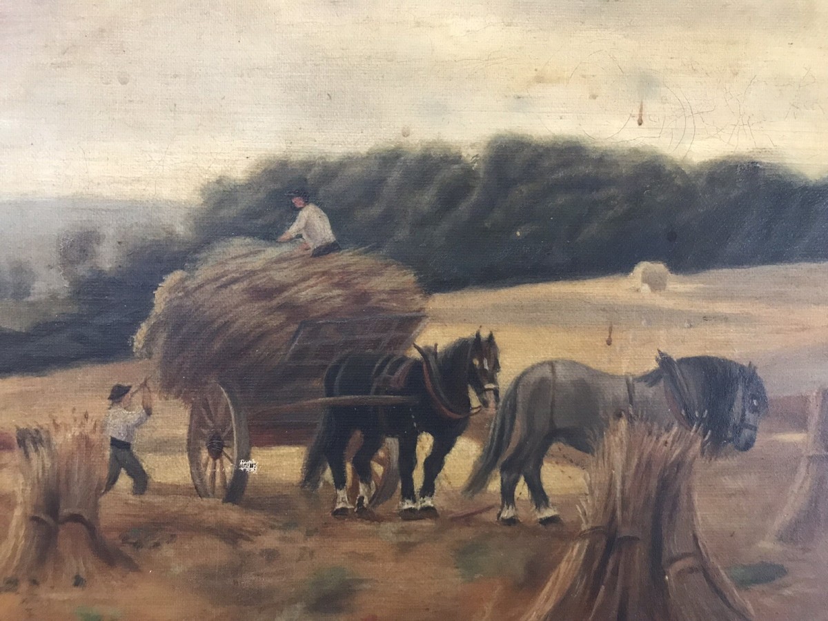 Original Victorian Oil Painting ‘harvest Time’ By Artist Alice Wilkie