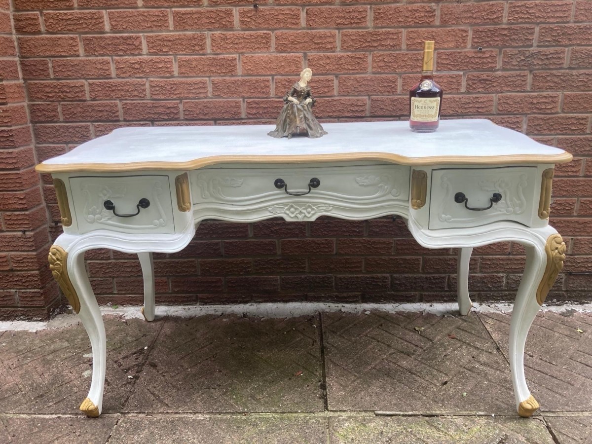 Primary image for French Louis Xv Rococo Style Writing Desk With Matching Chair