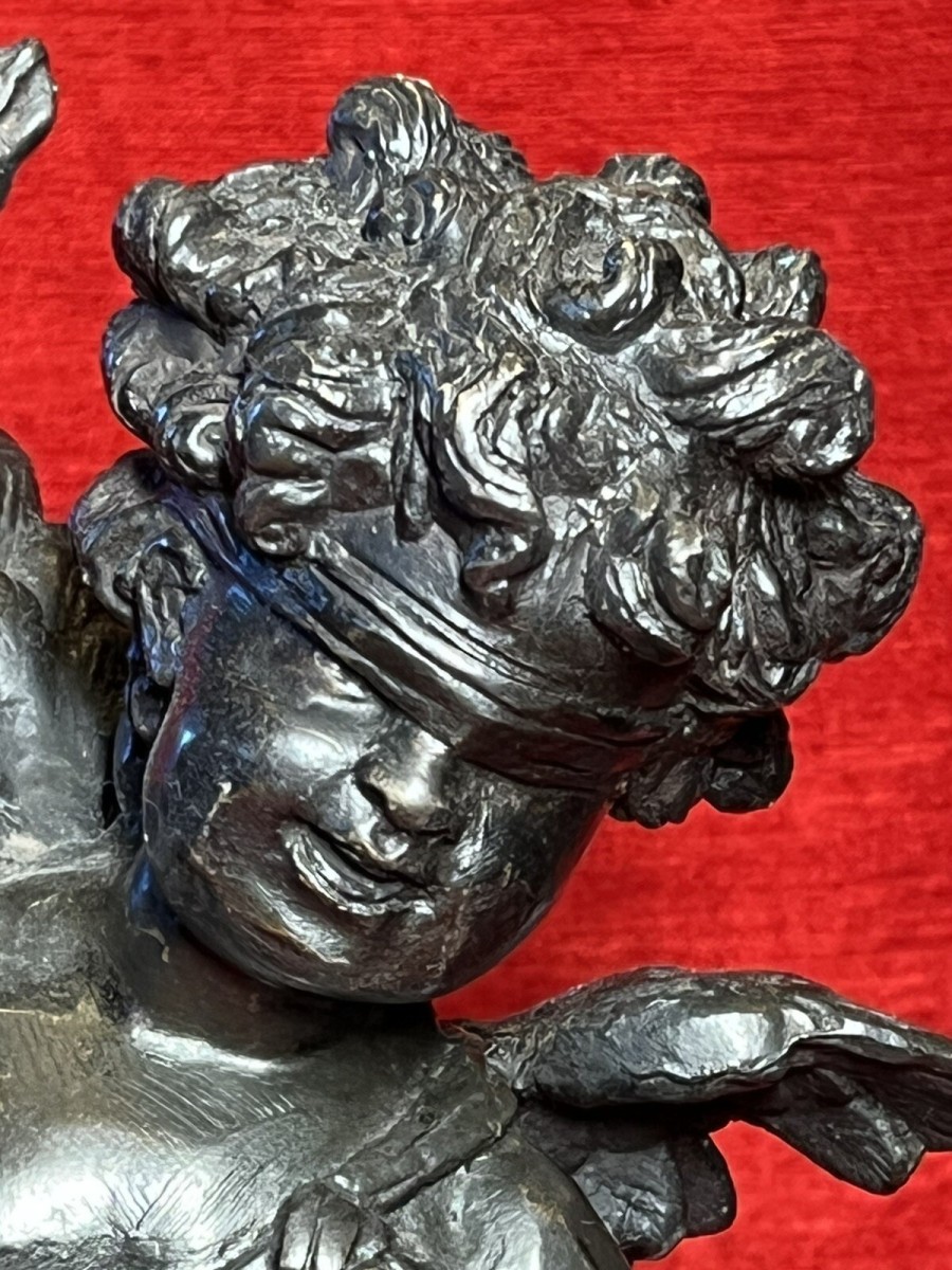 Bronze Sculpture Of Blind Folded Eros With Young Psykhe After Auguste Moreau
