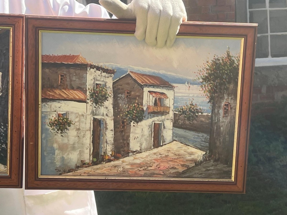 Pair Of Mediterranean Impressionist Coastal Scene Oil Paintings Signed