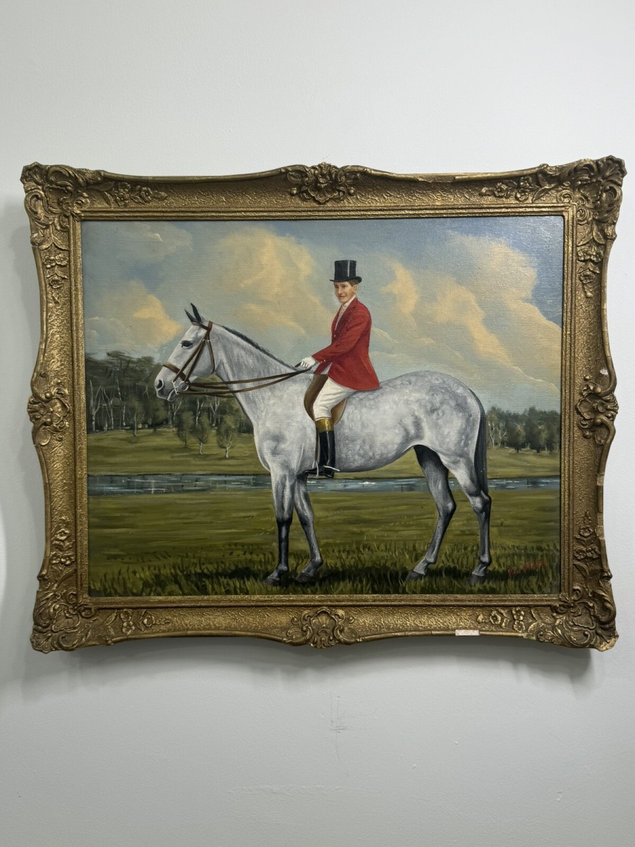 Primary image for Huntsman Riding Grey Mare Oil Painting