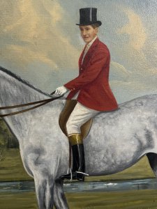 20th Century Van Meer Huntsman on Horseback Oil Painting Circa - Mid 20th Century Composition - Oil On Canvas Listing Description Unique Original oil painting depicting a huntsman riding a grey mare in stunning detail. Signed By Artist, Van Meer. Quality investment painting, perfect for art collectors who appreciate unique, high-quality pieces. Dimensions In Cms Height 50cm x Width 60cm For further information please call the museum curator on 07707488566 Thank-you