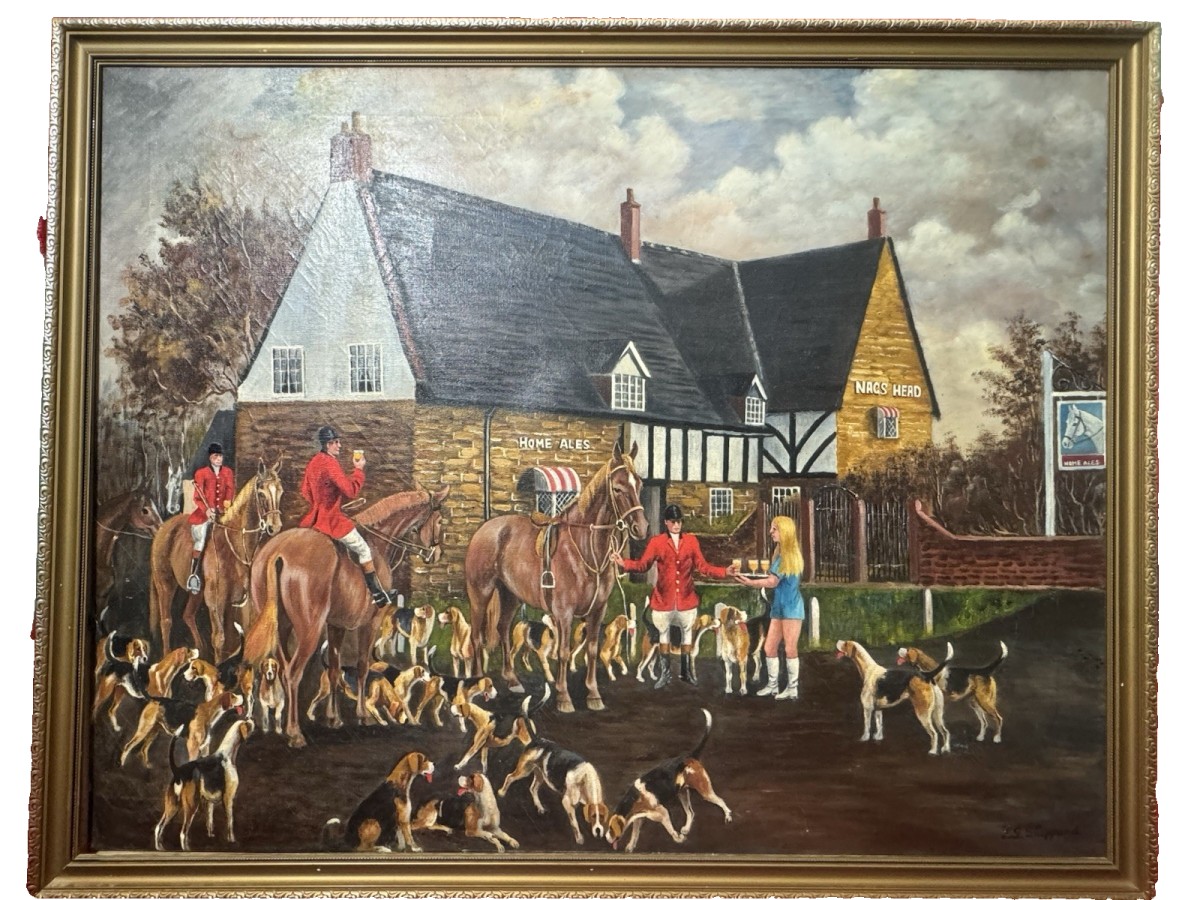 20th Century 'the Stirrup Cup' Hunt Scene Oil Painting By F G Sheppard