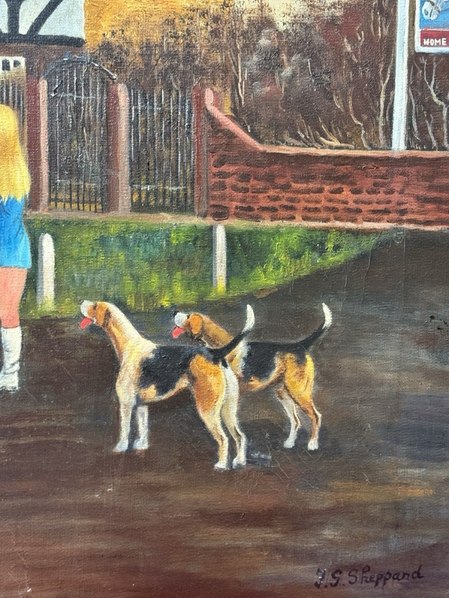 20th Century 'the Stirrup Cup' Hunt Scene Oil Painting By F G Sheppard