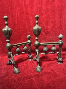 Antique Original Regency Period Brass Fire Dogs