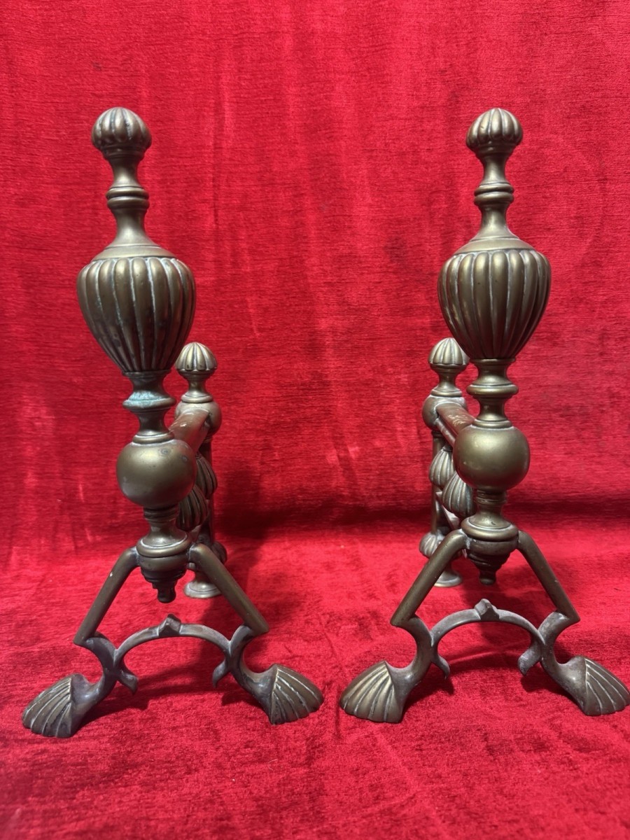 Antique Original Regency Period Brass Fire Dogs