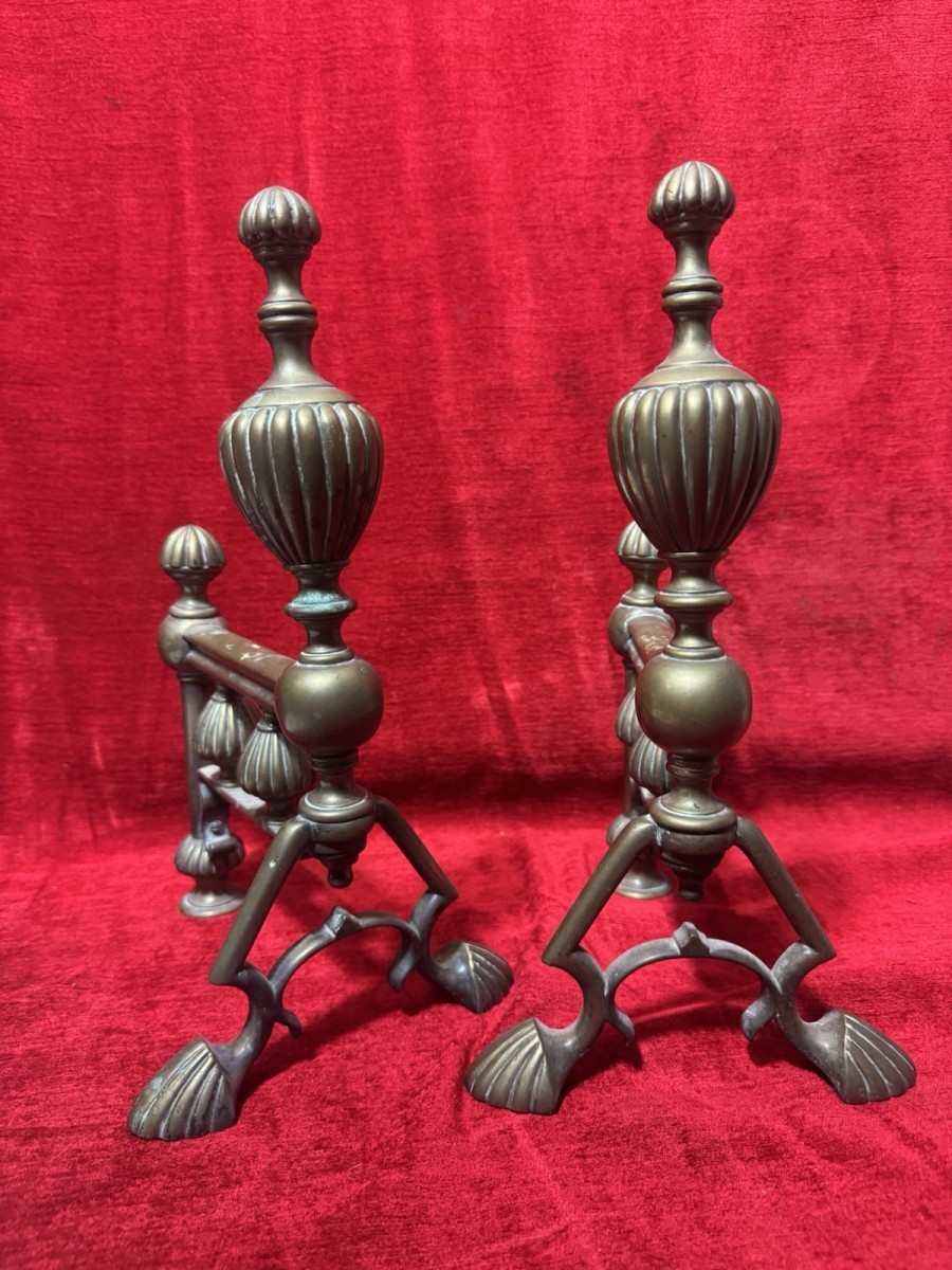 Antique Original Regency Period Brass Fire Dogs