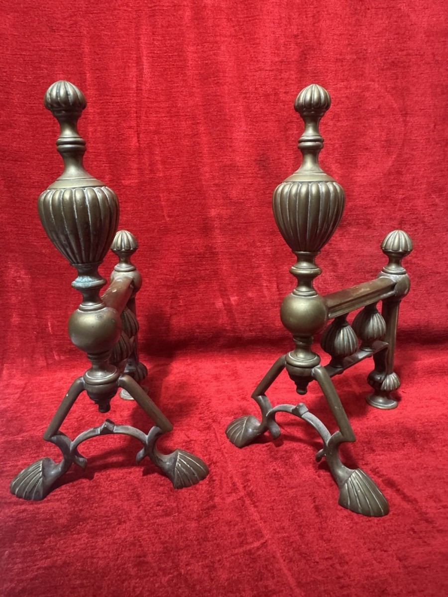 Antique Original Regency Period Brass Fire Dogs