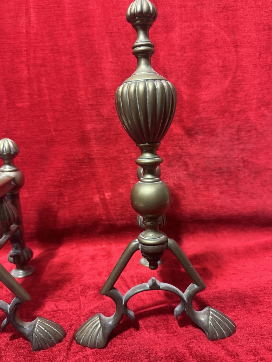 Antique Original Regency Period Brass Fire Dogs