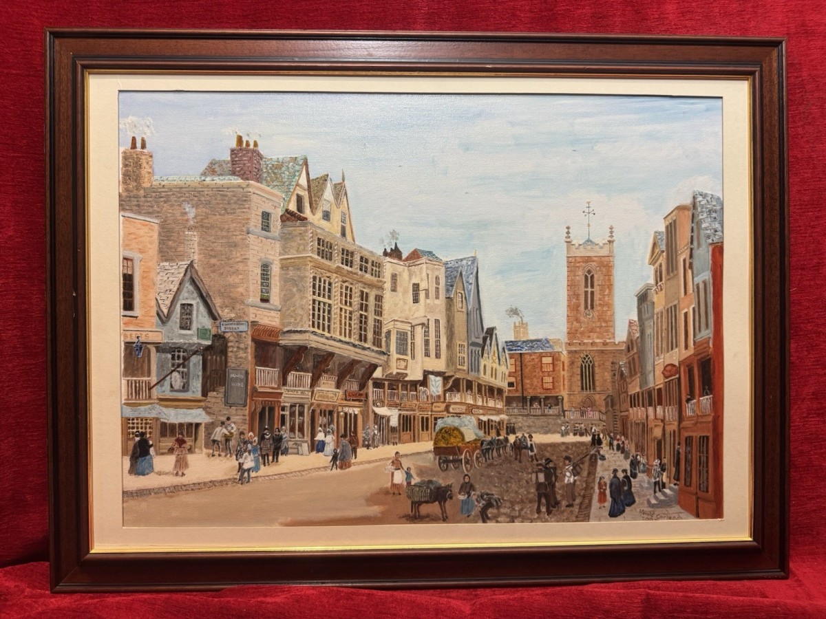 After Louise Rayner, Chester,watergate Street Oil Painting By Harold Carlass