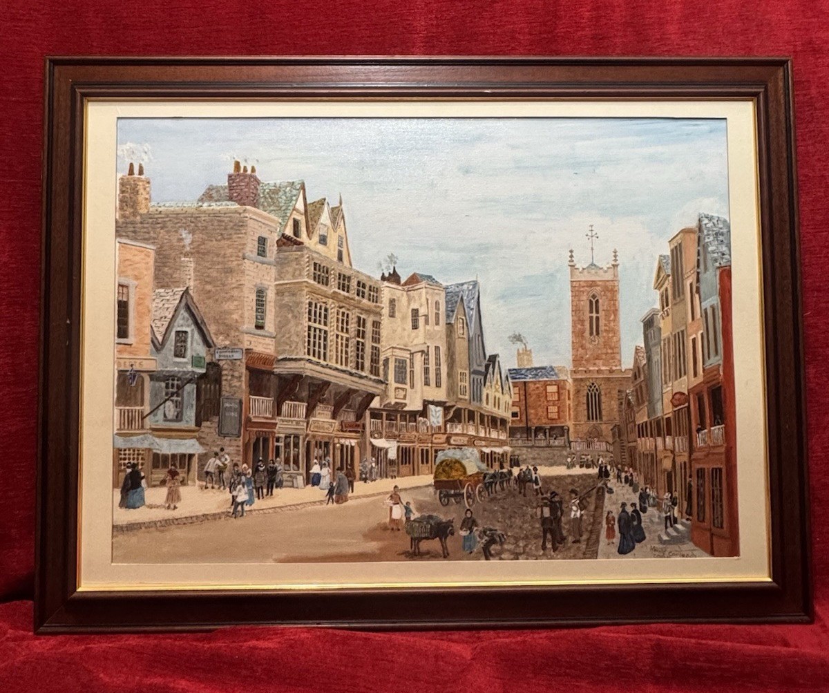 After Louise Rayner, Chester,watergate Street Oil Painting By Harold Carlass
