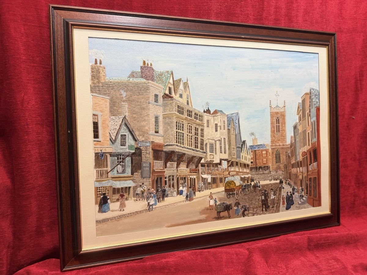 After Louise Rayner, Chester,watergate Street Oil Painting By Harold Carlass