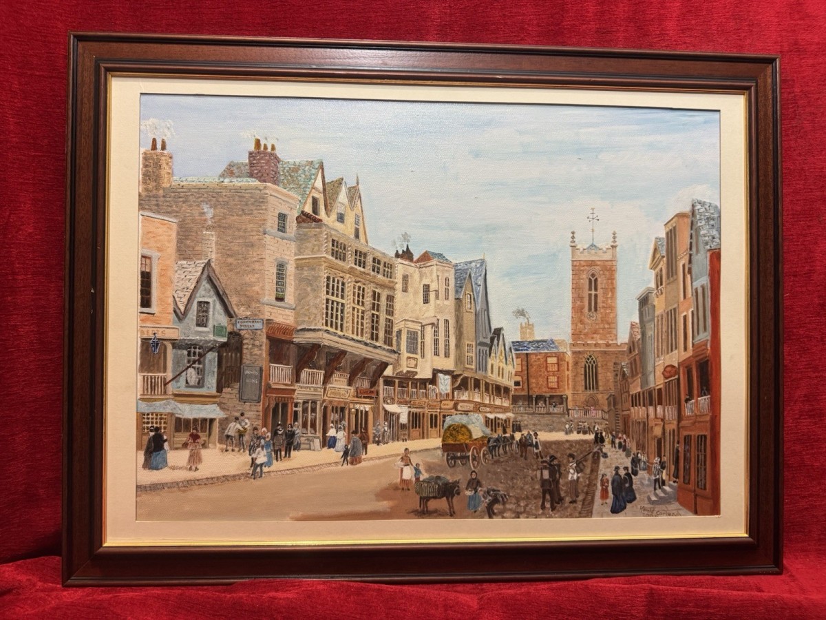 After Louise Rayner, Chester,watergate Street Oil Painting By Harold Carlass