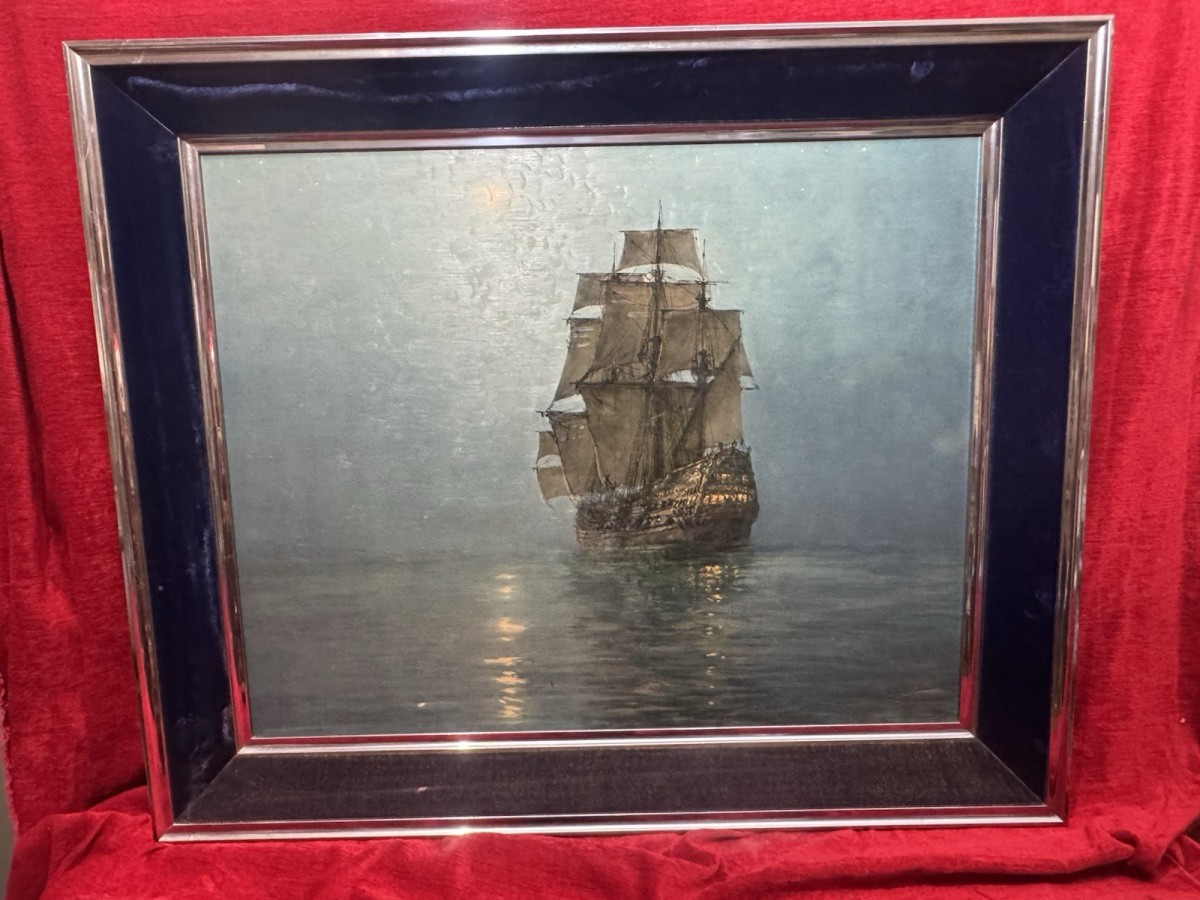 Crescent Moon After Montague Dawson (1890-1973) Oil Painting On Board