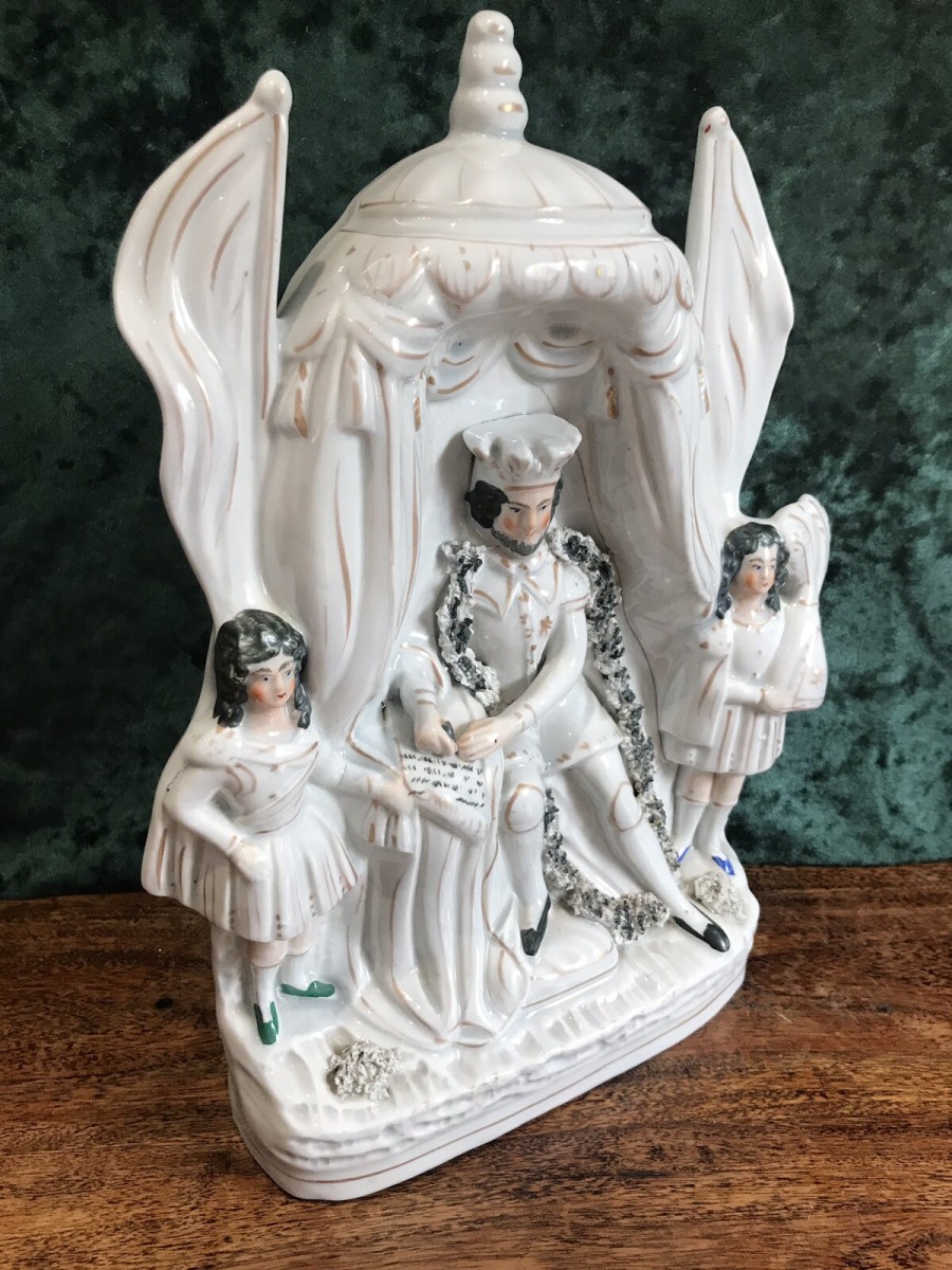 Rare Antique Staffordshire Figurine King John Of England Signing Magna Carter