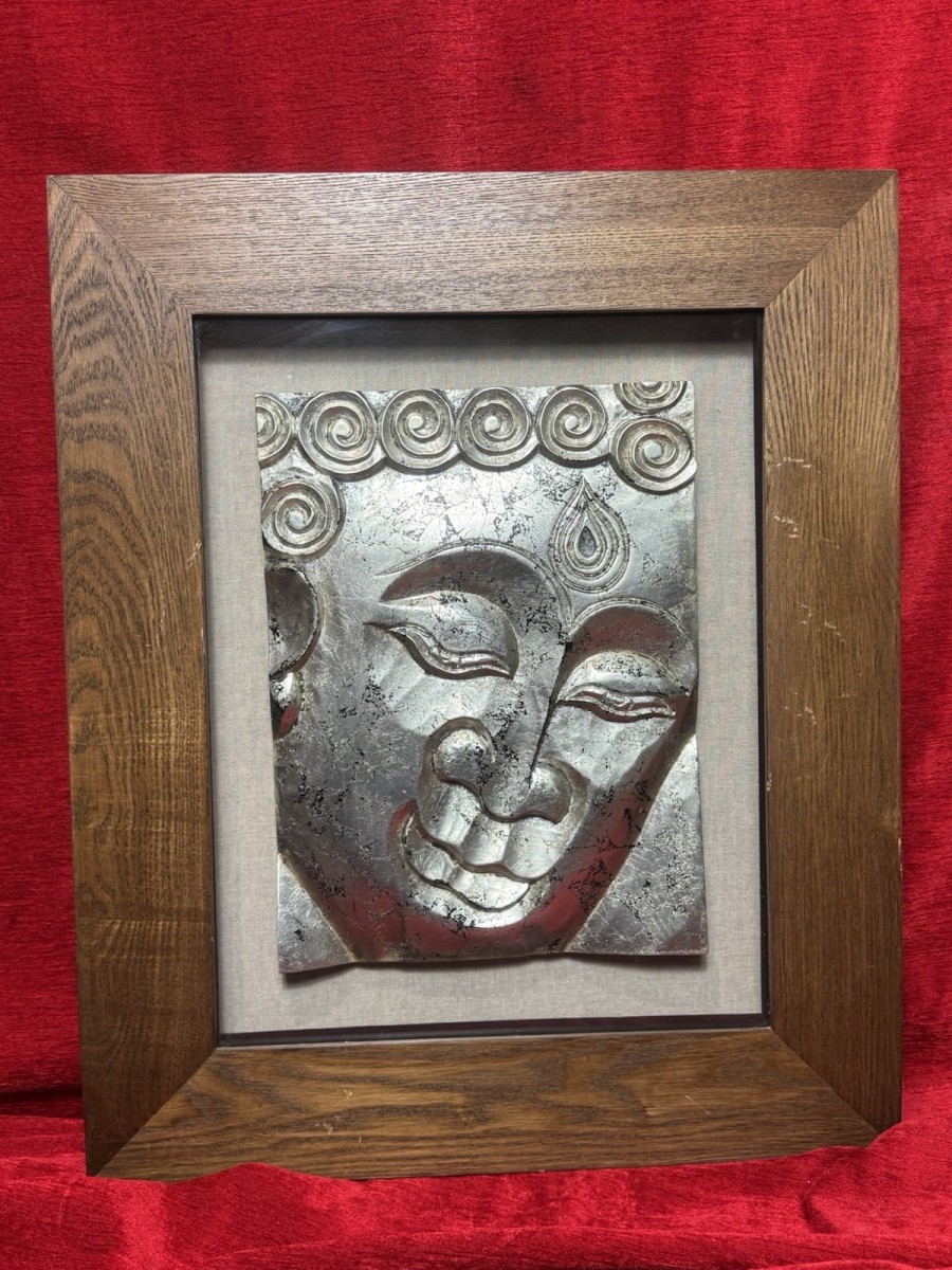 Primary image for Buddha Plaque In Wooden Shadow Box Frame Wall Art Display