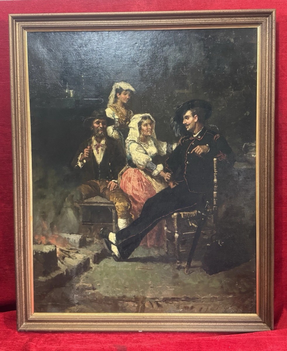 19th Century Spanish School Interior Folk Scene Manner Of José Gallegas Arnosa