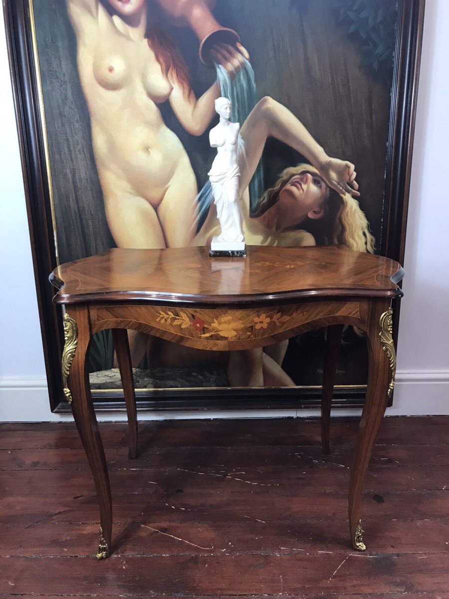 Primary image for Beautiful French Marquetry And Ormolu Mounted Serpentine Shaped Salon Table