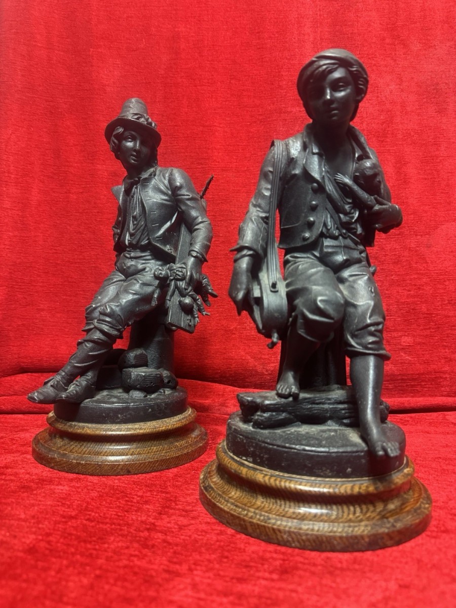 Cornelius & Baker Rare Pair Of Figural Statues The Organ Grinder & The Puppeteer