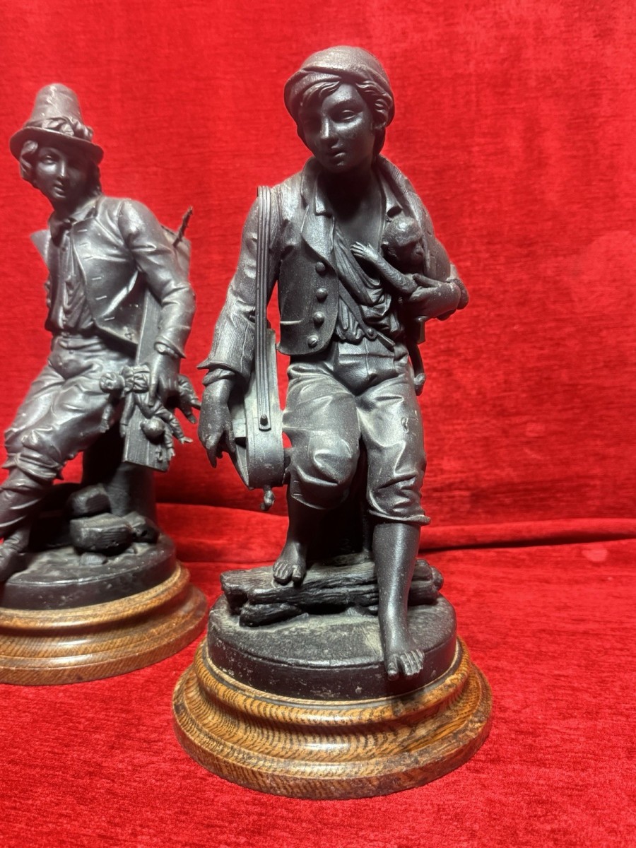 Cornelius & Baker Rare Pair Of Figural Statues The Organ Grinder & The Puppeteer