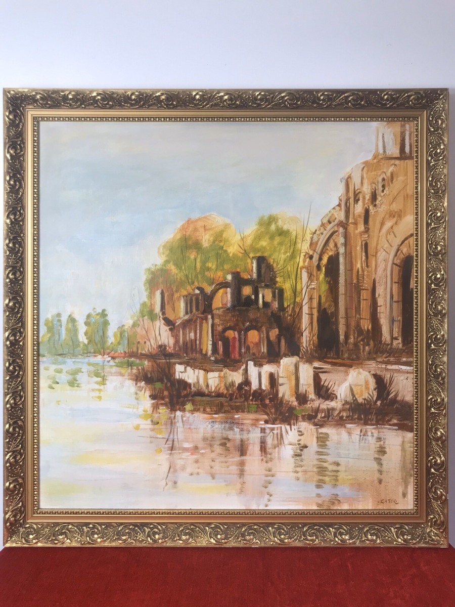 Primary image for Original Oil Painting Of Glastonbury Abbey Somerset England Framed/signed Gater