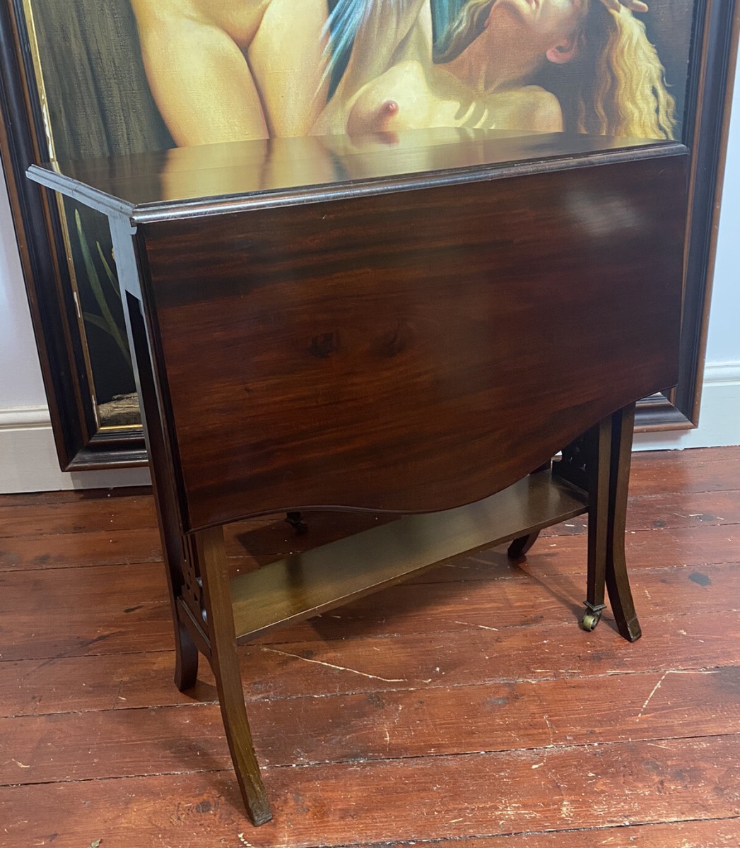 Original Waring And Gillow Mahogany Serpentine Shaped Top Sutherland Table