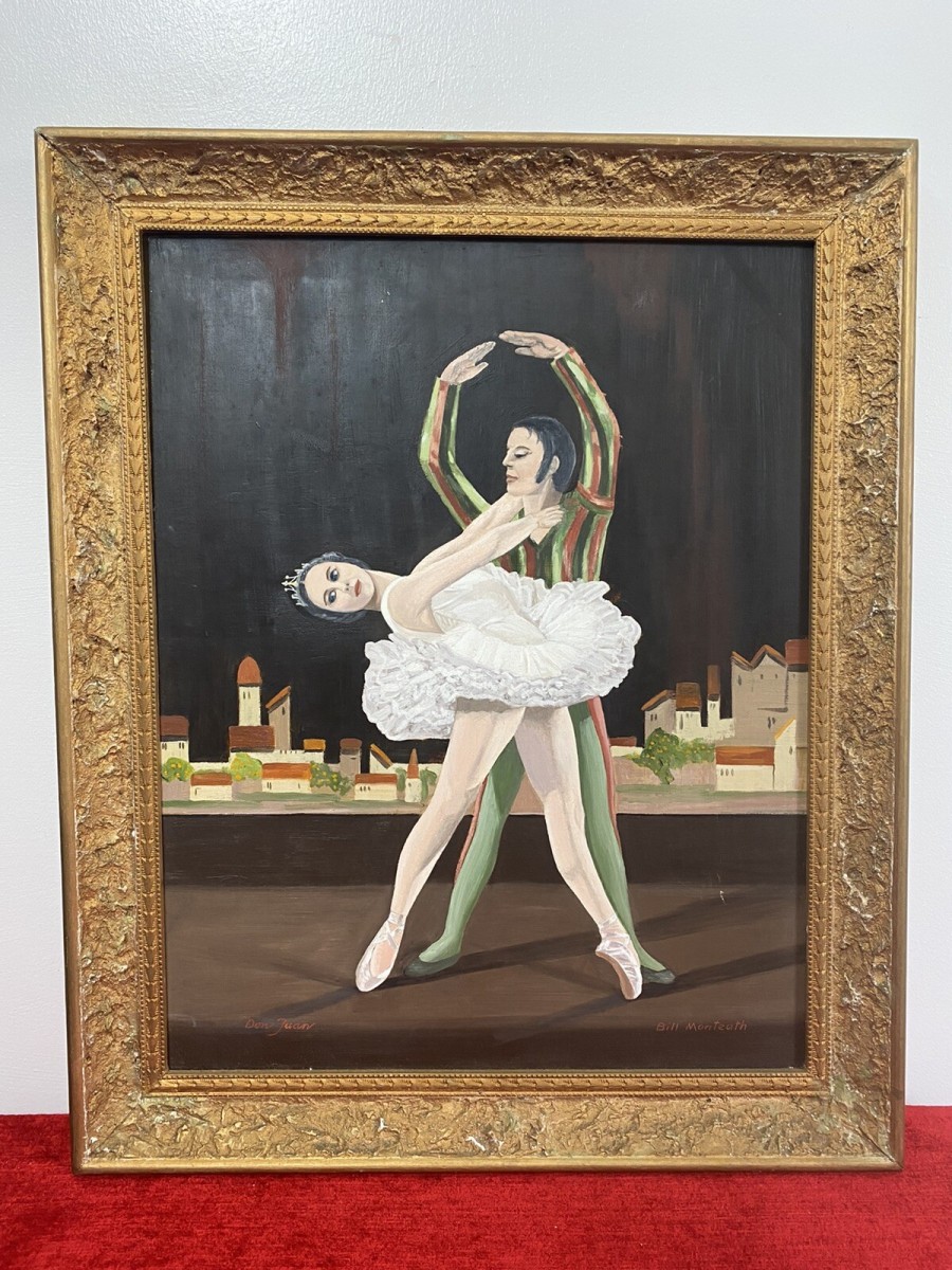 Primary image for Glorious French Don Juan Ballet Portrait Oil Painting Signed & In Ornate Frame