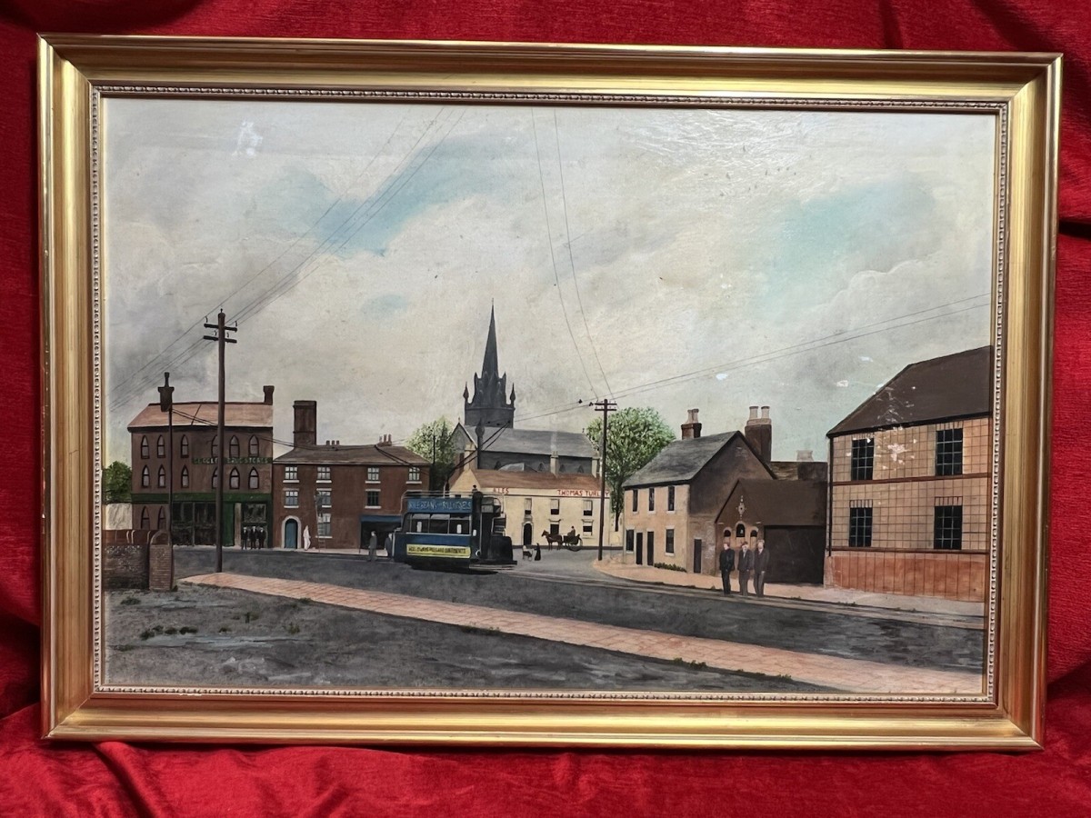 Early 20th Century Oil Painting Of Victorian Street Scene By David Norman