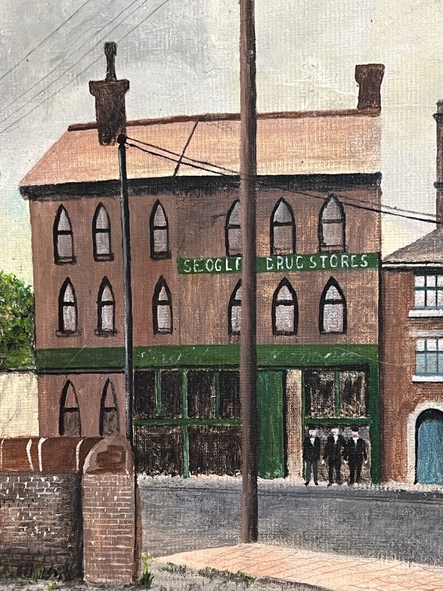Early 20th Century Oil Painting Of Victorian Street Scene By David Norman