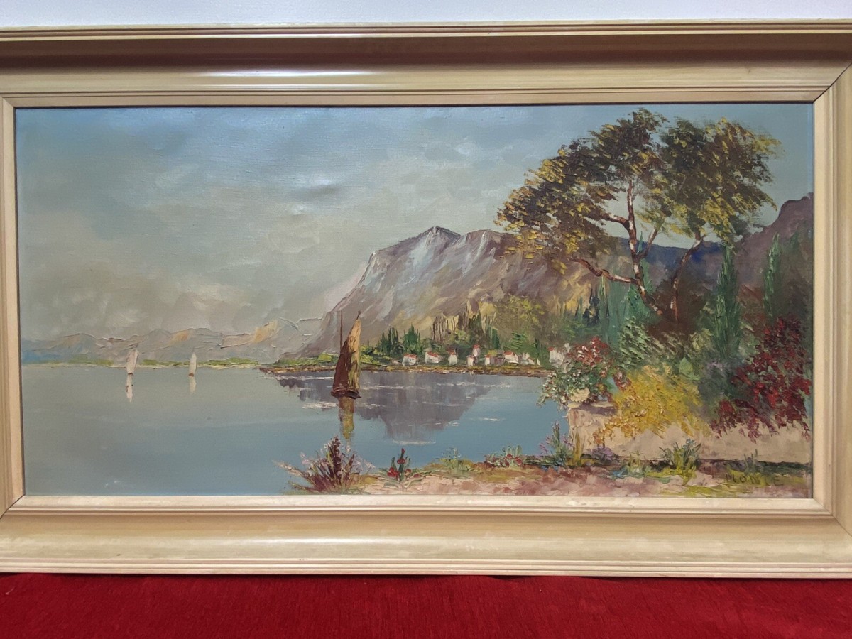 Primary image for Italian Adriatic Coastal Landscape With Sail Boats Signed By Artist Monte
