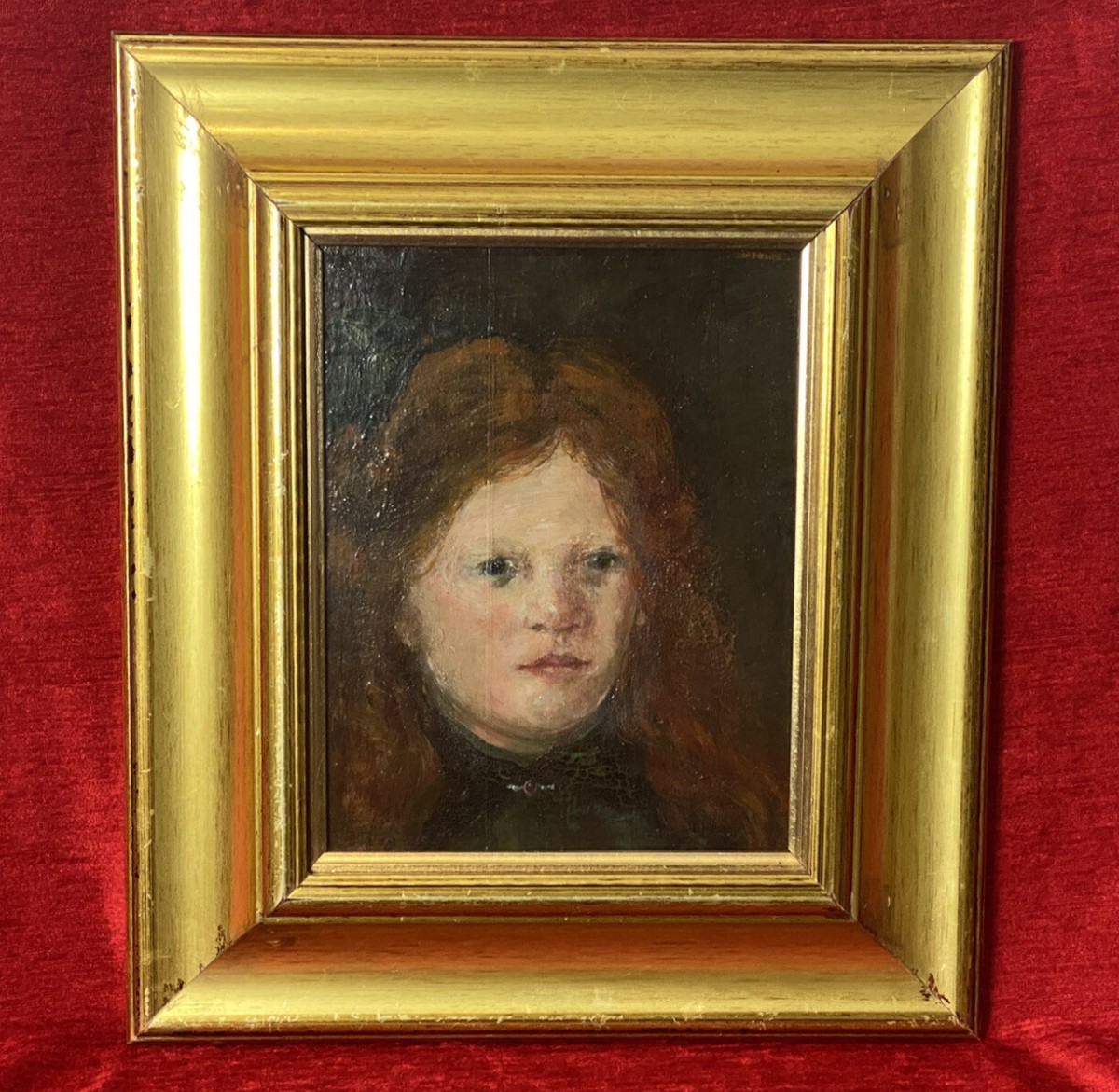 Primary image for 20c Late Regency Girl Titled ‘the Green Ribbon’ Oil Painting On Board Unsigned