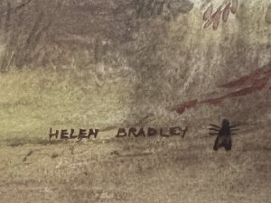 British Artist Helen Bradley 1900-1979 Guild Stamped Lithograph Signed Circa - 1973 Composition - Ink On Vellum Brief Artist Overview Born In Leeds, Oldham in 1900. Helen only began to paint regularly when she was 65, her motivation was to show her grandchildren how different her own childhood had been growing up in the Edwardian Era. She was heavily influenced by L S LOWRY when encouraged in a chance meeting in the 1960's. Helen's artwork quickly found a enthusiastic audience, from her debut in 1965 until her death in 1979 she appeared on TV internationally. She worked first by writing a short story based on her childhood memories, then illustrating it in her simplistic nïave style. Helen's earliest work often features herself and her brother as children, her later work had a surreal dreamlike quality. in 1971 she published the first of four books (And Miss Carter Wore Pink) of her paintings which became a huge success, published across America, Japan And Europe then demand for her work became strong globally. Listing Description Wonderful Dreamy Pastel Coloured Lithograph Of A Edwardian Countryside Walk Scene, With Figures Dressed Of The Period. Great Perspective With Avenue Of Autumnal Trees With Bare Branches, And Sprays Of Dainty Flowers. Stunning Artwork By Renowned British Artist Helen Bradley (1900-1979). Artwork Set In Glazed Gilt Frame With Fine Art Trade Guild Stamp HCA Equating To Lithograph Numbered 621. Dimensions In Cms Height 61.5cm X Width 77cm For Further Information Please Call Our Curator Leslie On 07707 488566 Thank-you.