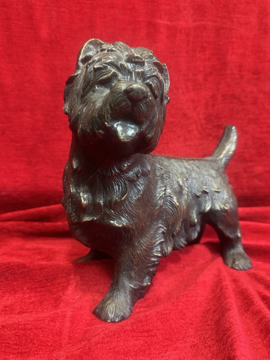 Large Bronze West Highland Terrier Dog Sculpture