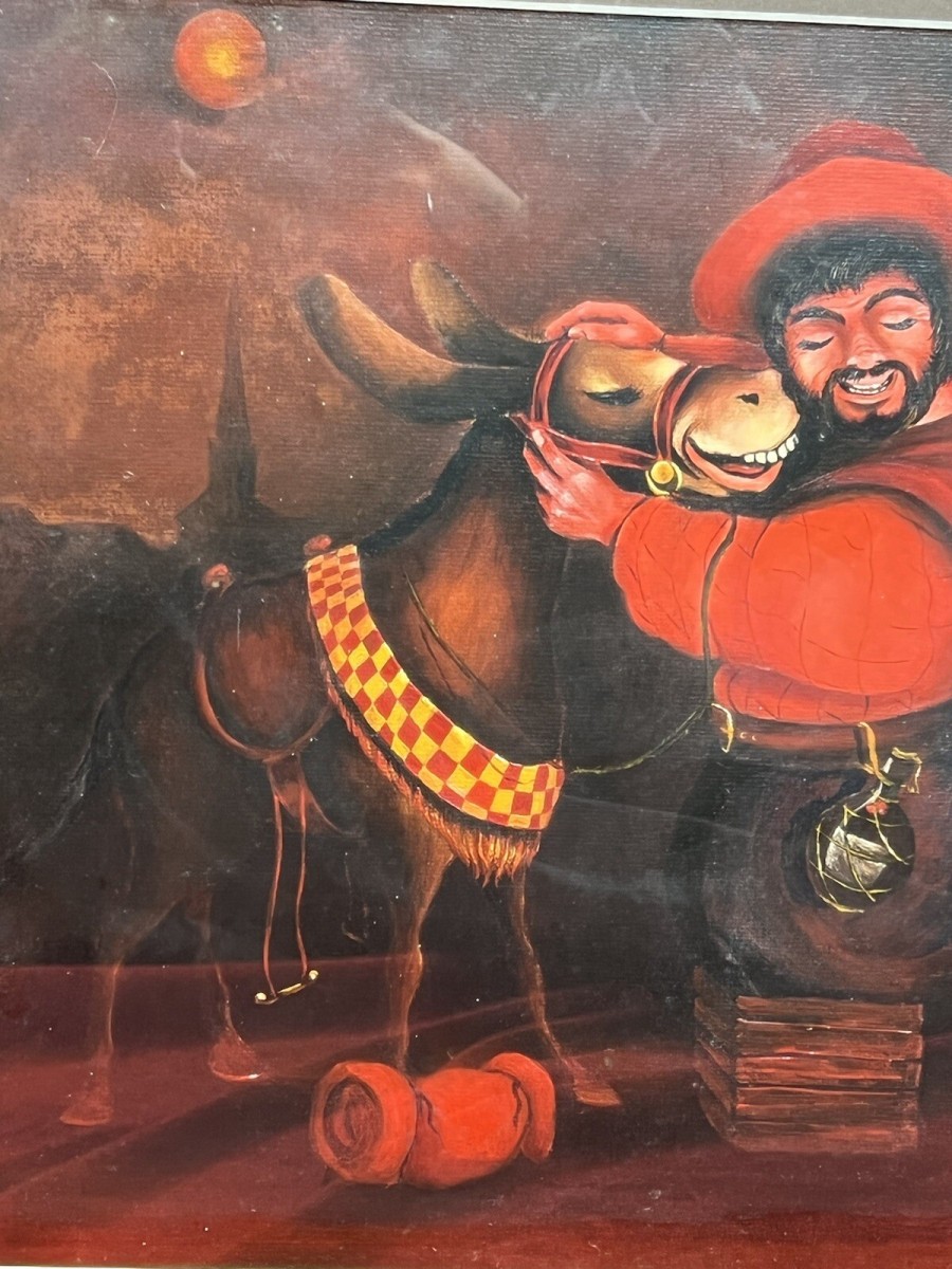 20th Century Fine Art Martin Trainer Oil Painting Of Matador With Mule