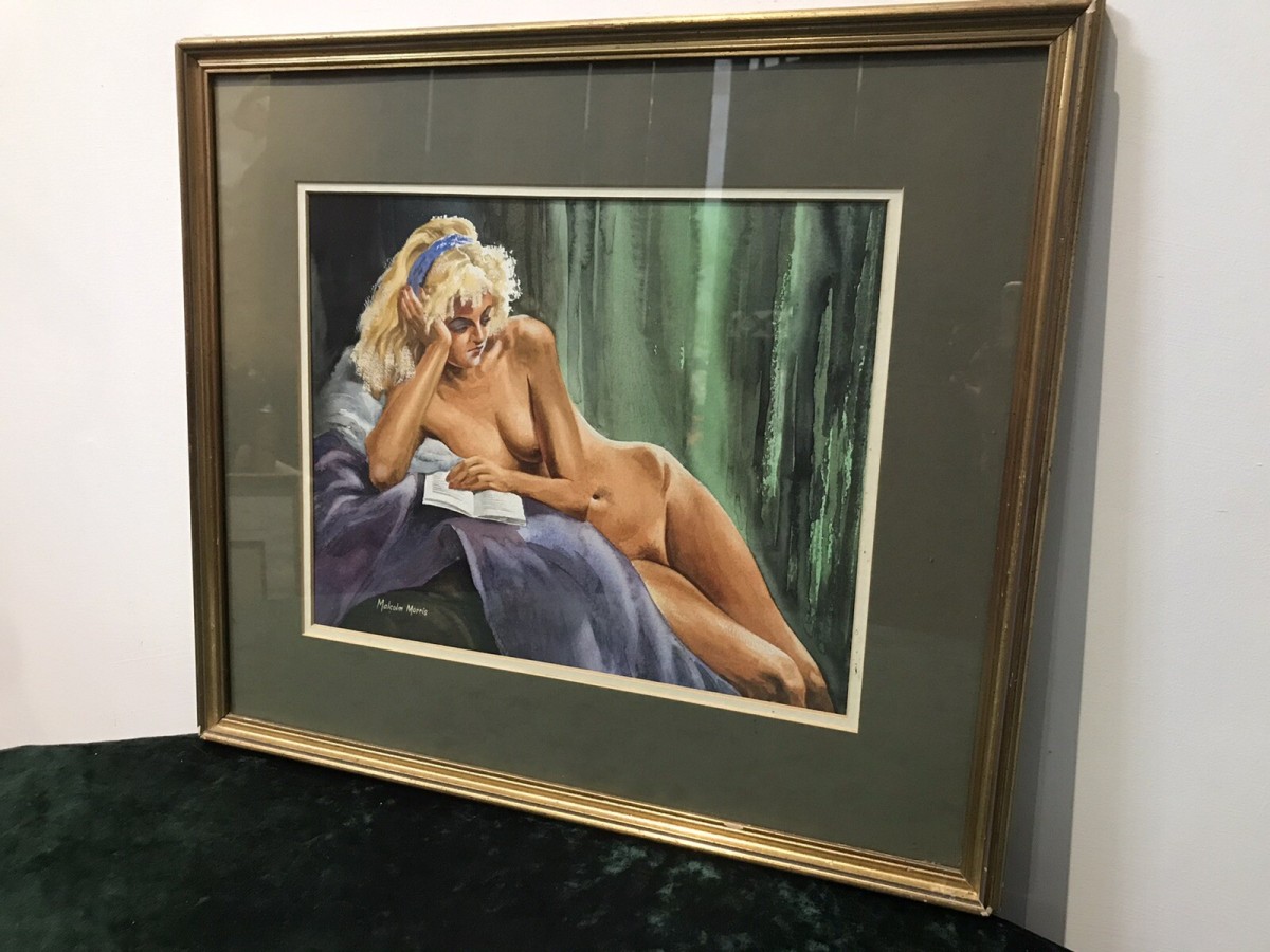 Original Reclining Nude Lady Watercolour By Contemporary Artist Malcolm Morris