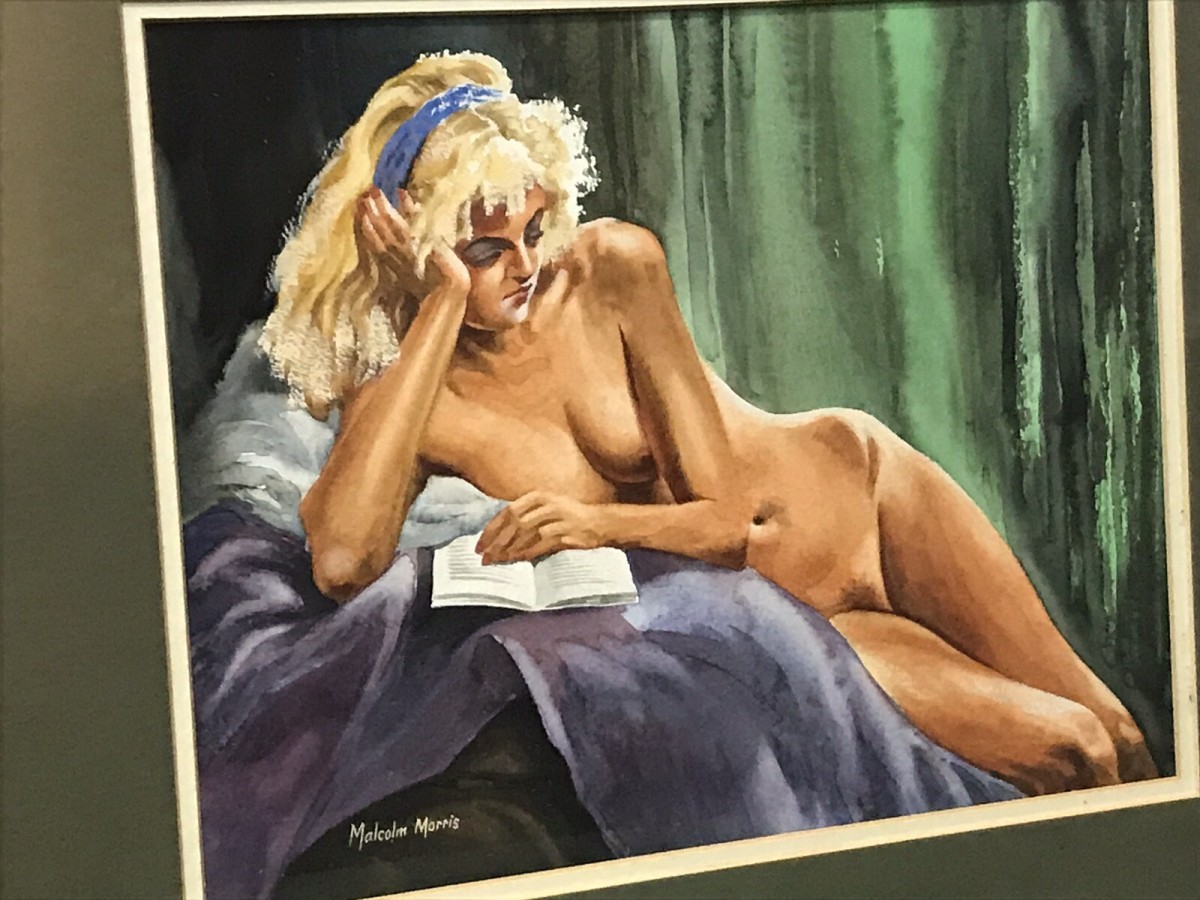 Original Reclining Nude Lady Watercolour By Contemporary Artist Malcolm Morris