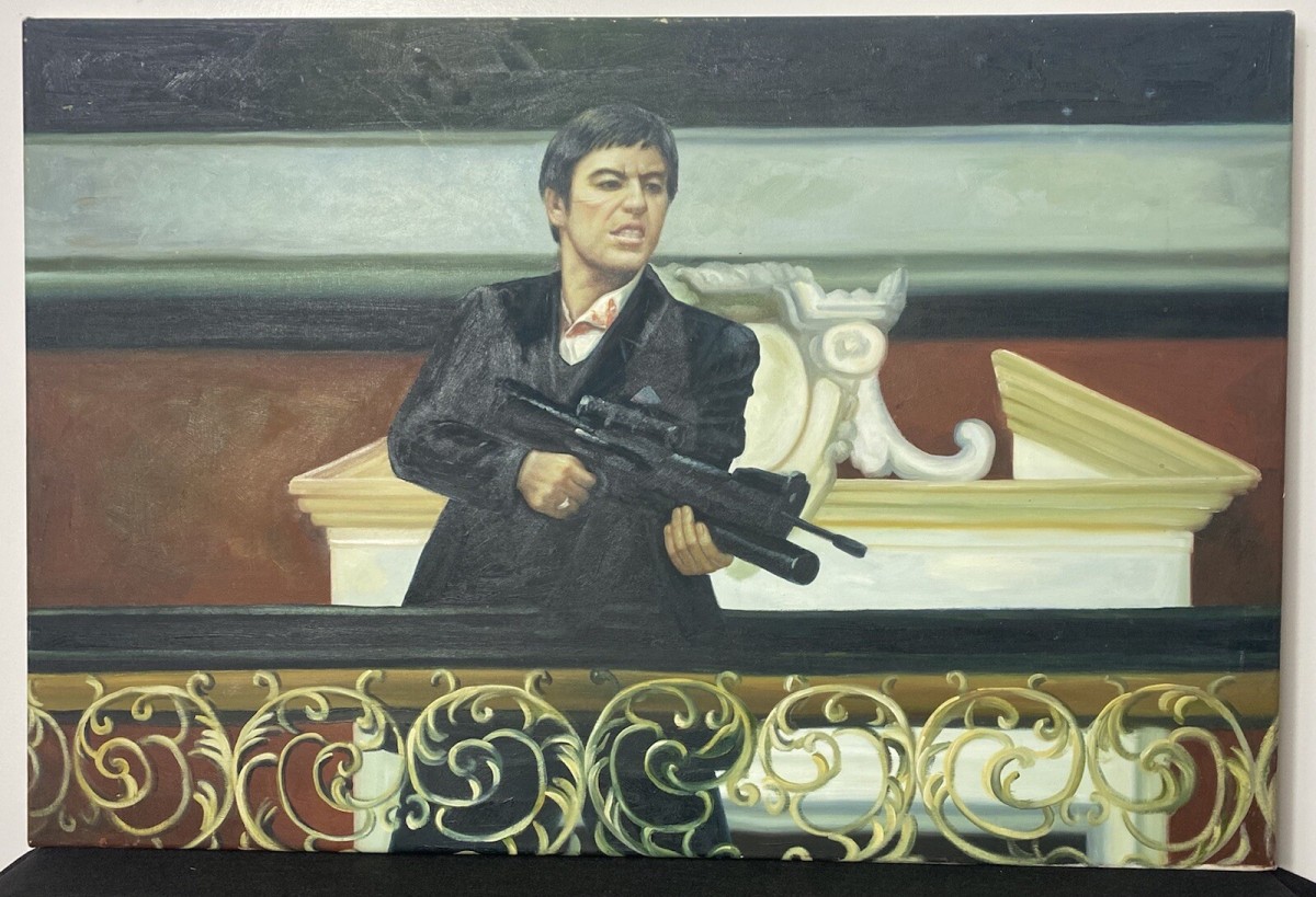 Iconic American Gangster Al Pacino ‘scarface’ Oil Painting On Canvas