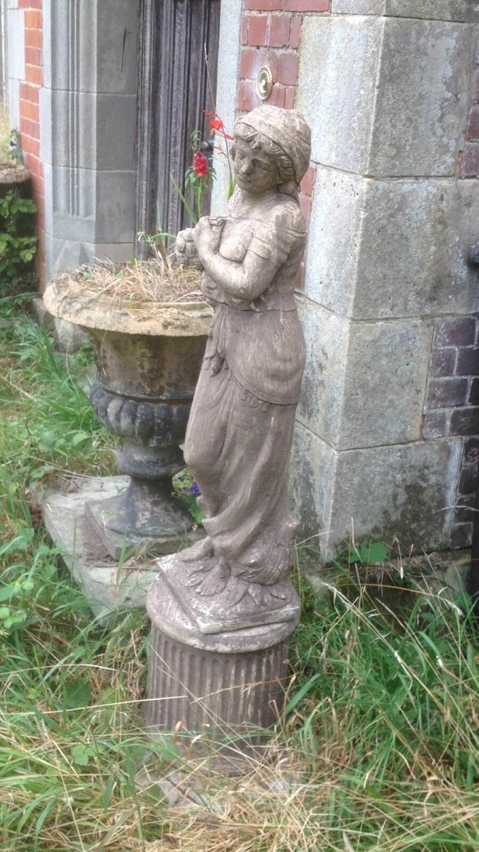 Wheat Maiden Statue In The Regency Style Upon A Corinthian Plinth