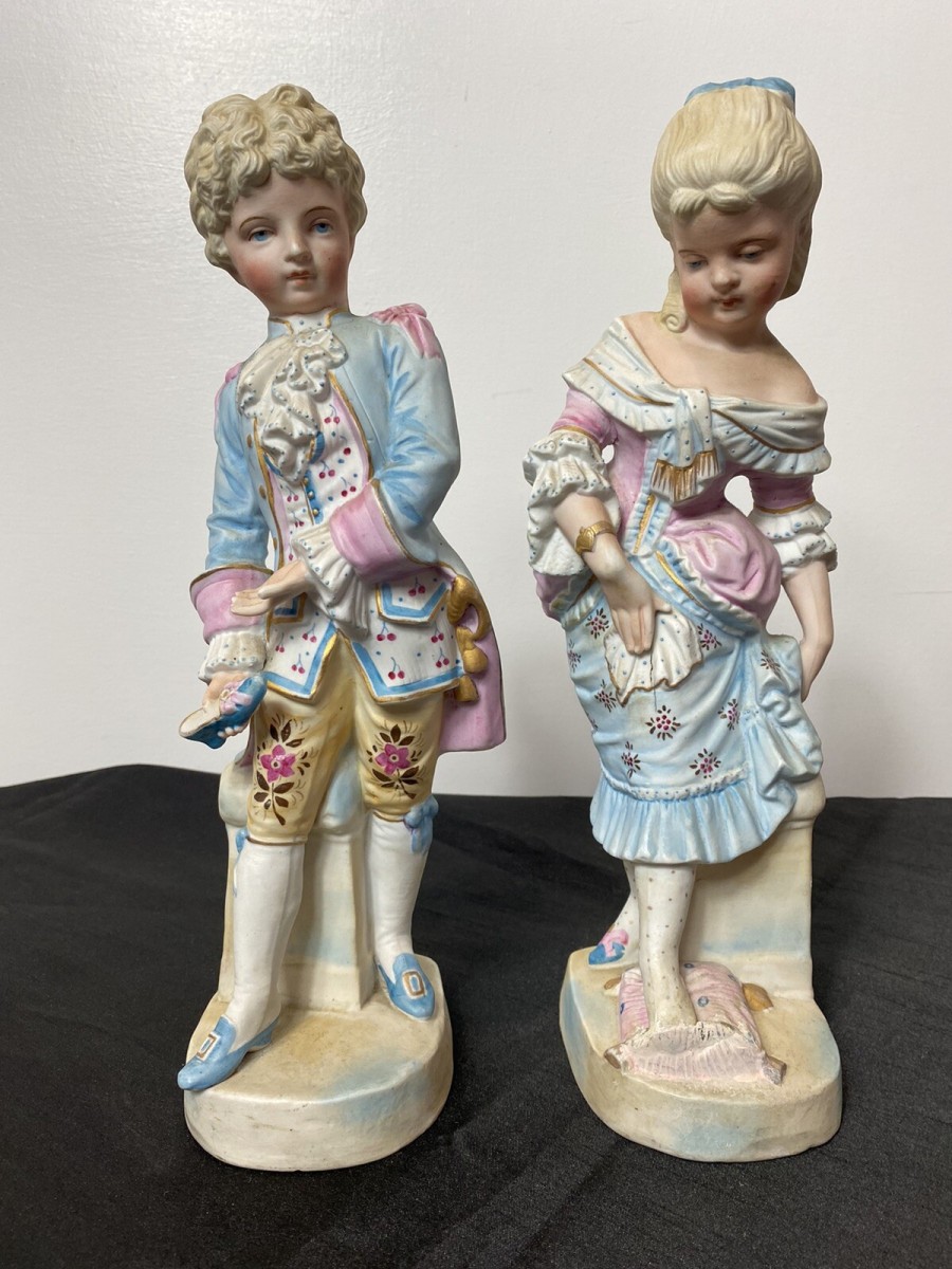 Primary image for Pair Of Rare French Bisque Figurines The Prince And Princess With Glass Slipper