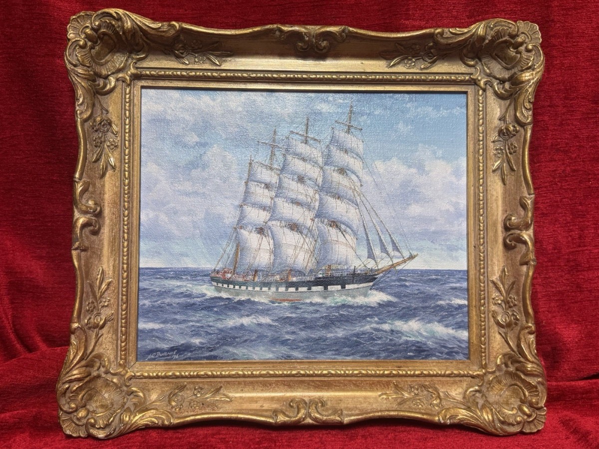 Primary image for Baroque Sailing Vessel Ross-shire Clipper Ship Oil Painting On Canvas J C Burnie