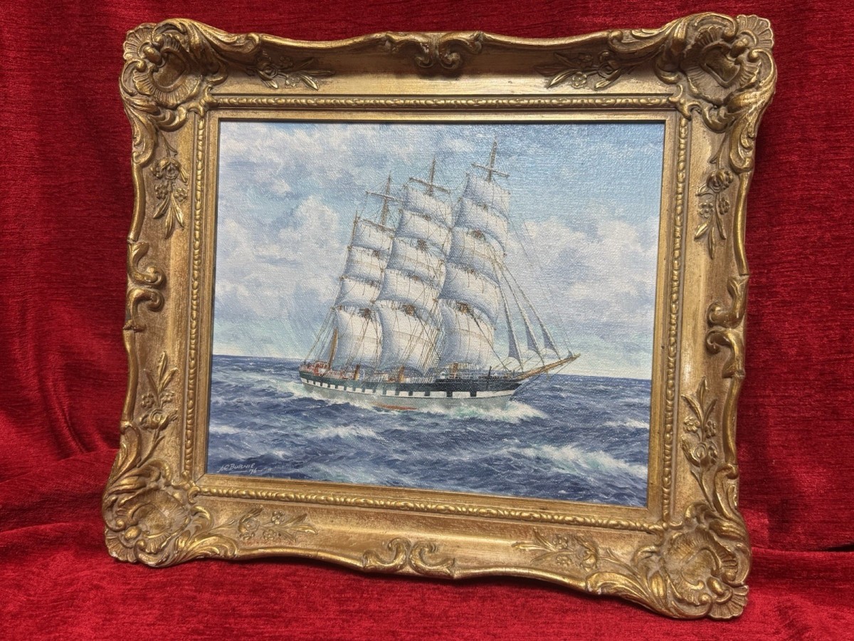 Baroque Sailing Vessel Ross-shire Clipper Ship Oil Painting On Canvas J C Burnie