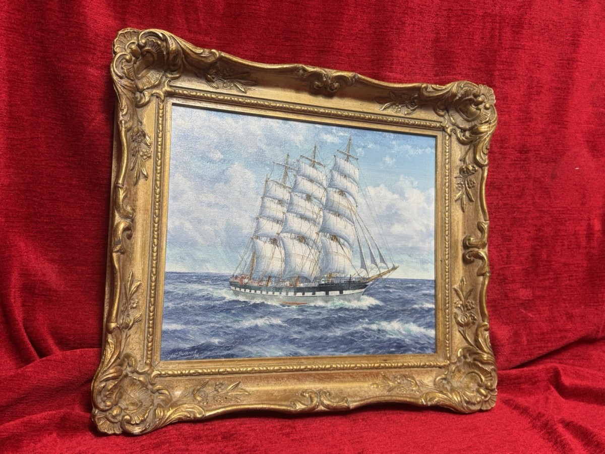 Baroque Sailing Vessel Ross-shire Clipper Ship Oil Painting On Canvas J C Burnie