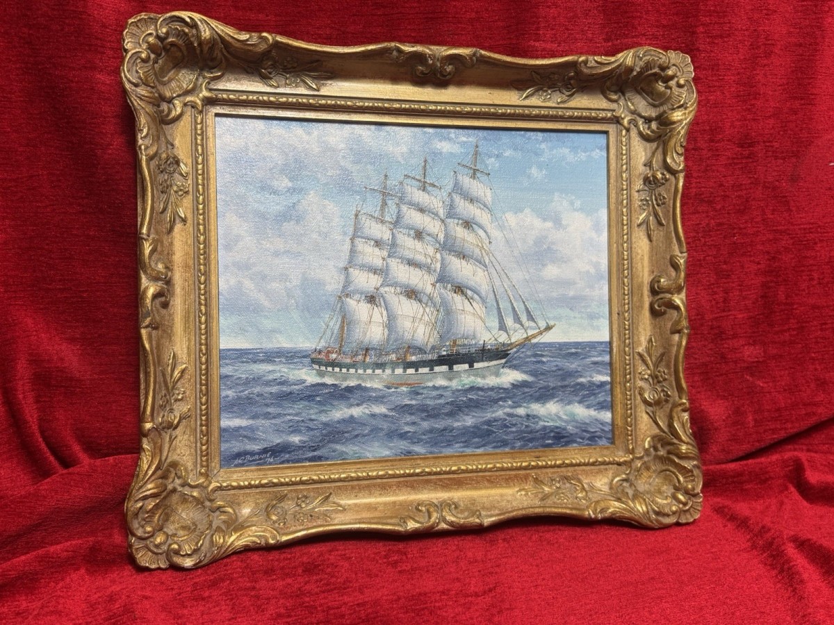 Baroque Sailing Vessel Ross-shire Clipper Ship Oil Painting On Canvas J C Burnie