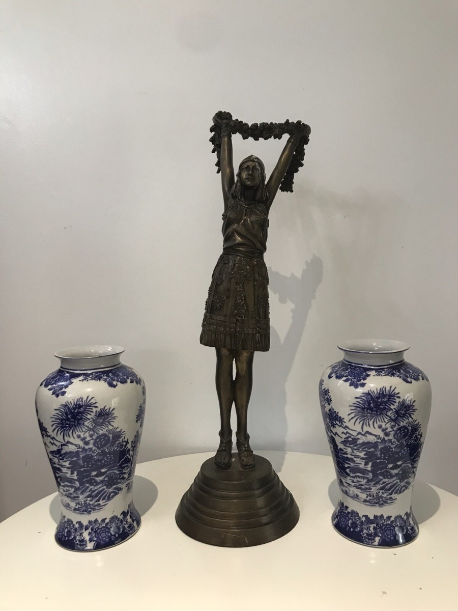 Primary image for Pair Of Fine Landscape Oriental Pictorial Scene Porcelain Glazed Vases