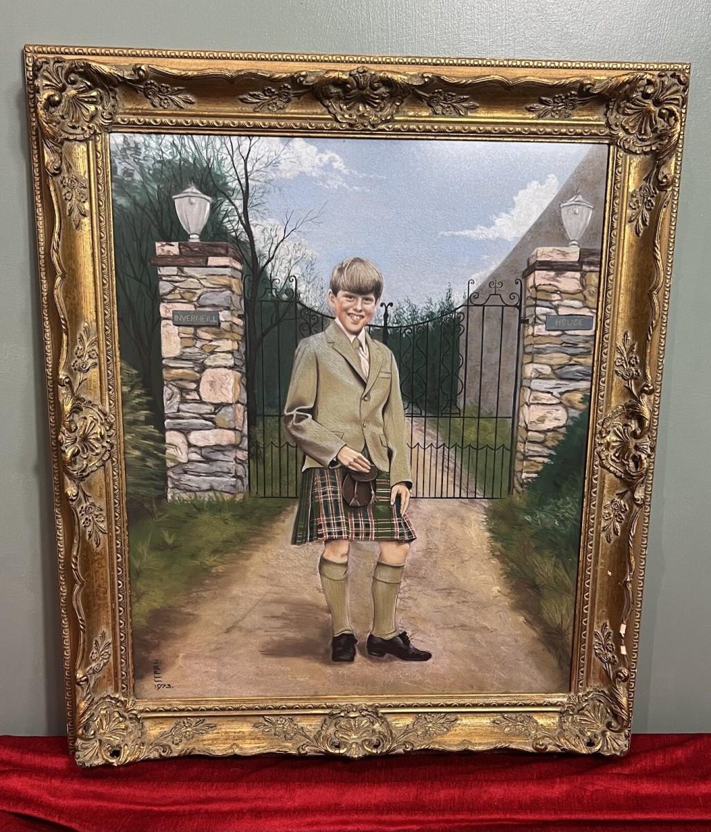 20th Century Young Master Of Iverneill House Pastel Painting Signed J Bell
