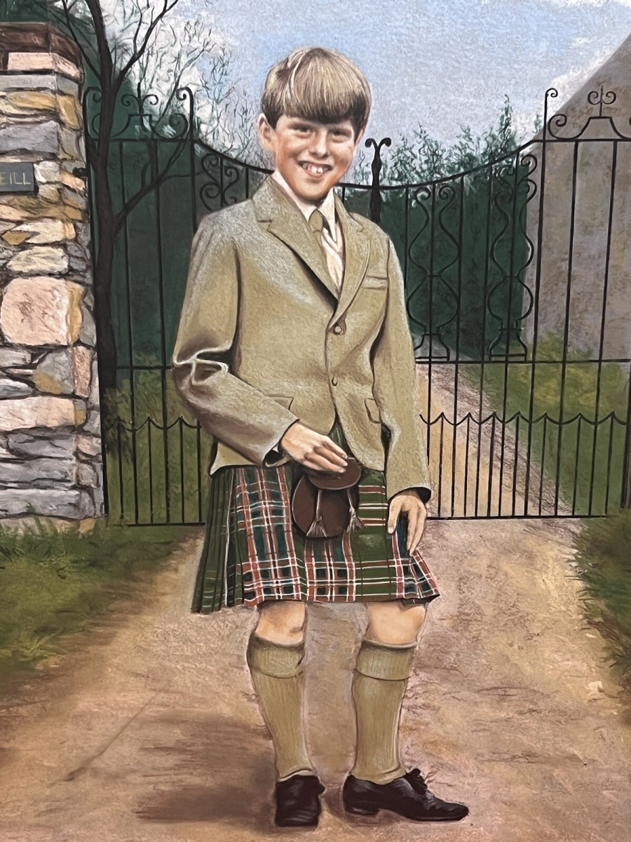 20th Century Young Master Of Iverneill House Pastel Painting Signed J Bell