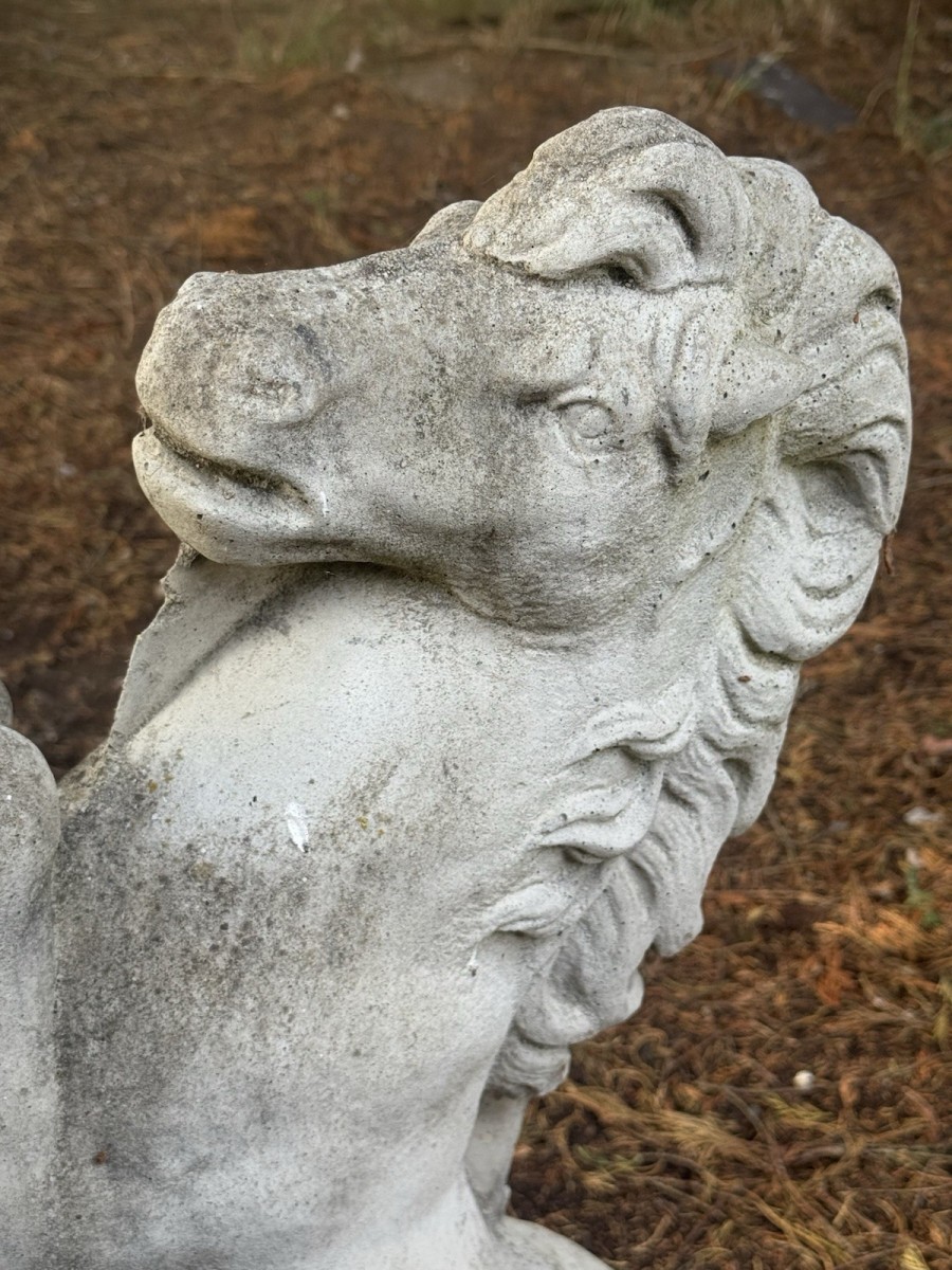 Pair Rearing Stallions Garden Statues