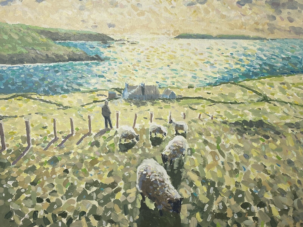 Irish 20c Contemporary Artist Simon Macleod Landscape Oil Painting On Canvas