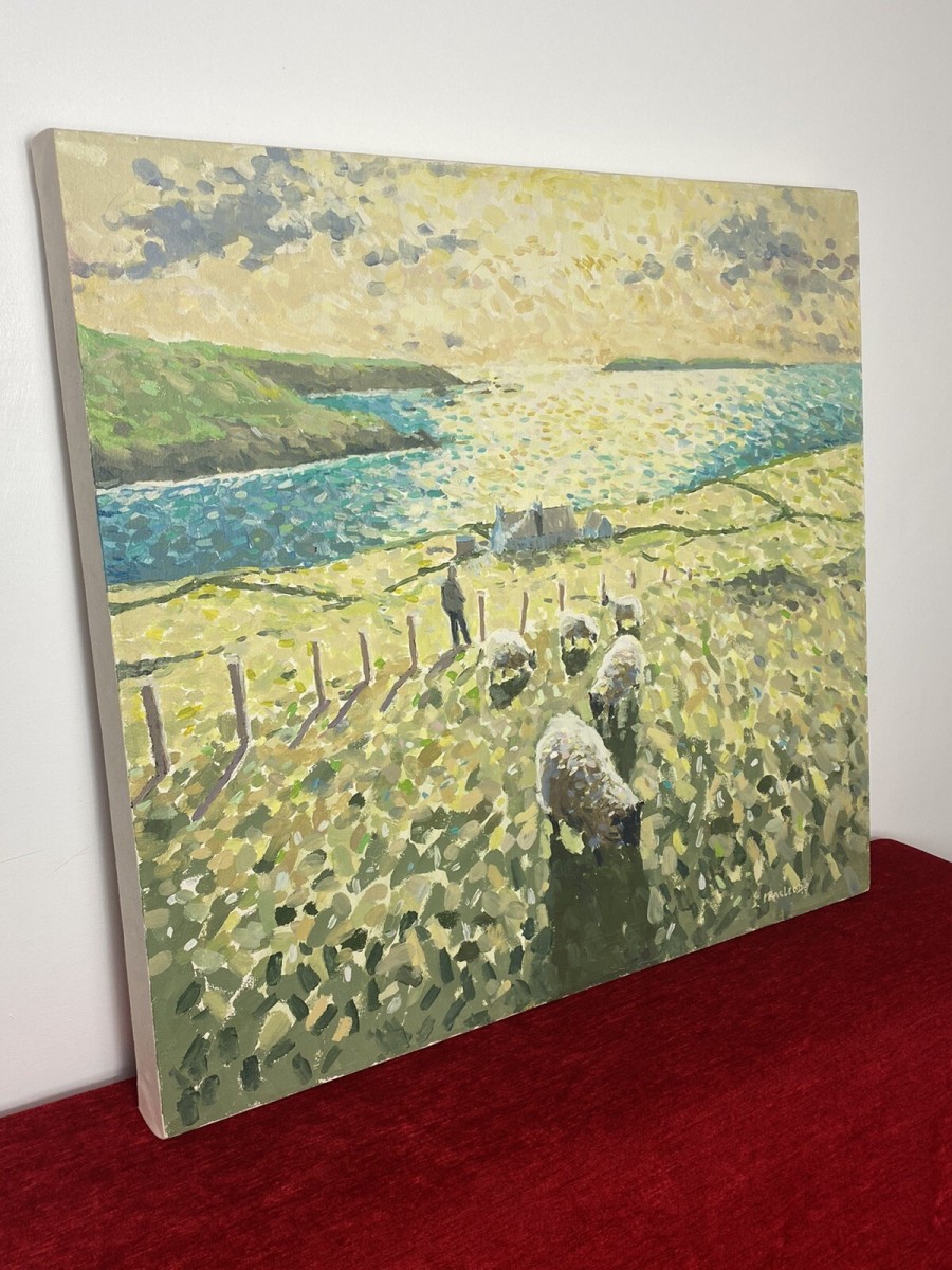 Irish 20c Contemporary Artist Simon Macleod Landscape Oil Painting On Canvas